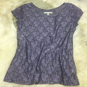 Size XL Lauren Conrad purple sheer lace top